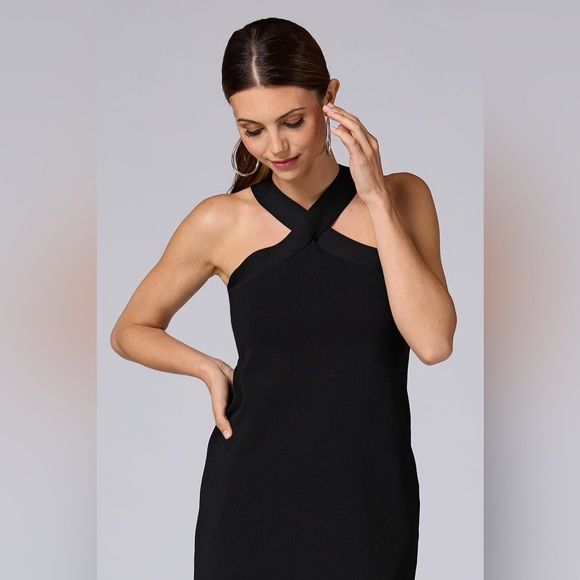 NWT Cache Halter Neck Dress Stretch Women’s Size Small Black - Picture 3 of 7